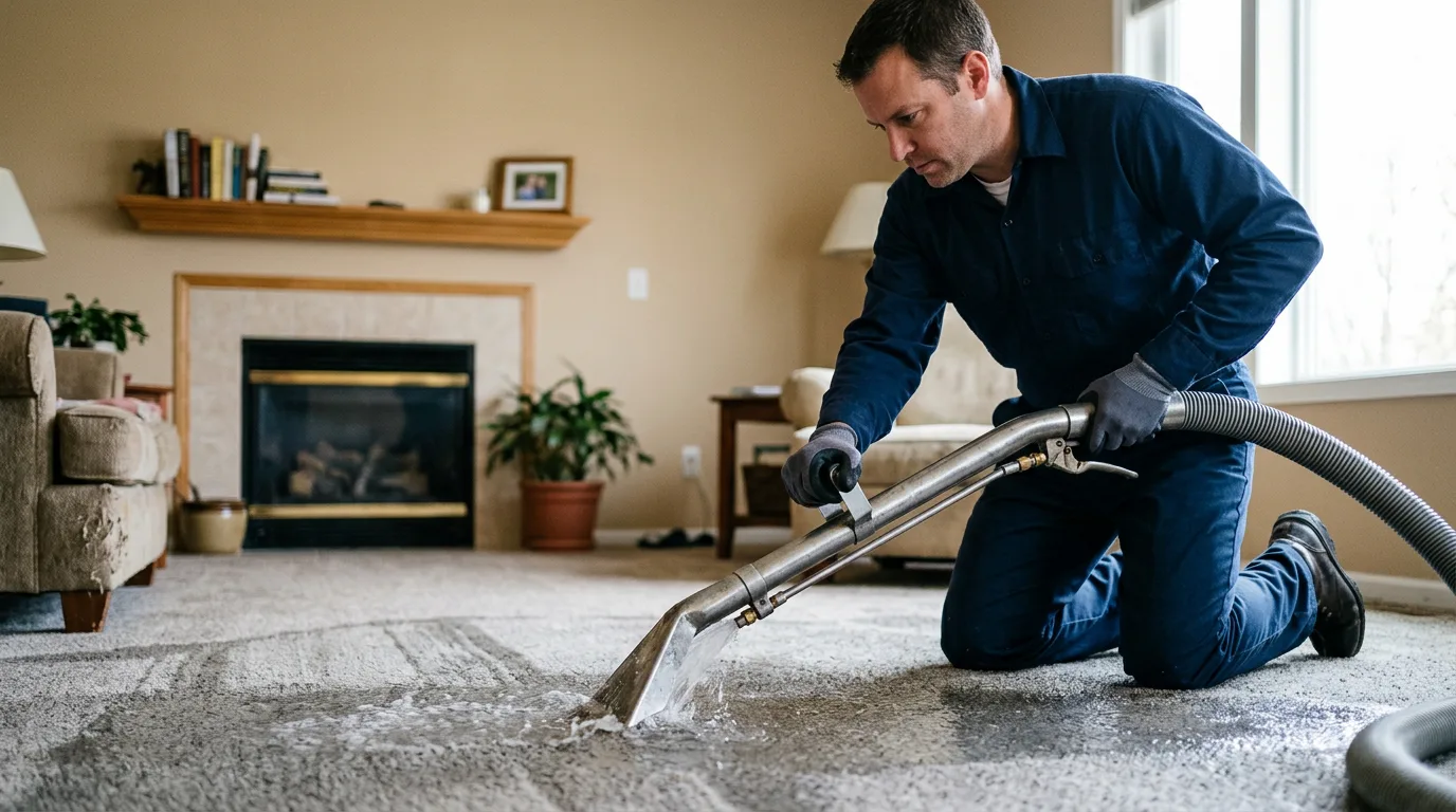 Water damage restoration technician working near Quanah, TX